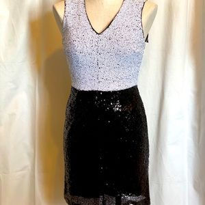 NWT Nicole Miller Sequin formal Dress black white sleeveless sz 2